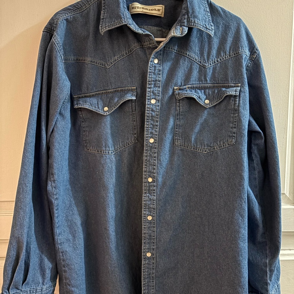 Bit & Bridle Blue Casual Button Down Shirt